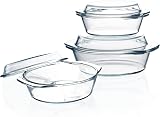 NutriUps Glass Round Casserole Dish Set 0.65L 1L 1.4L with Lids view 1