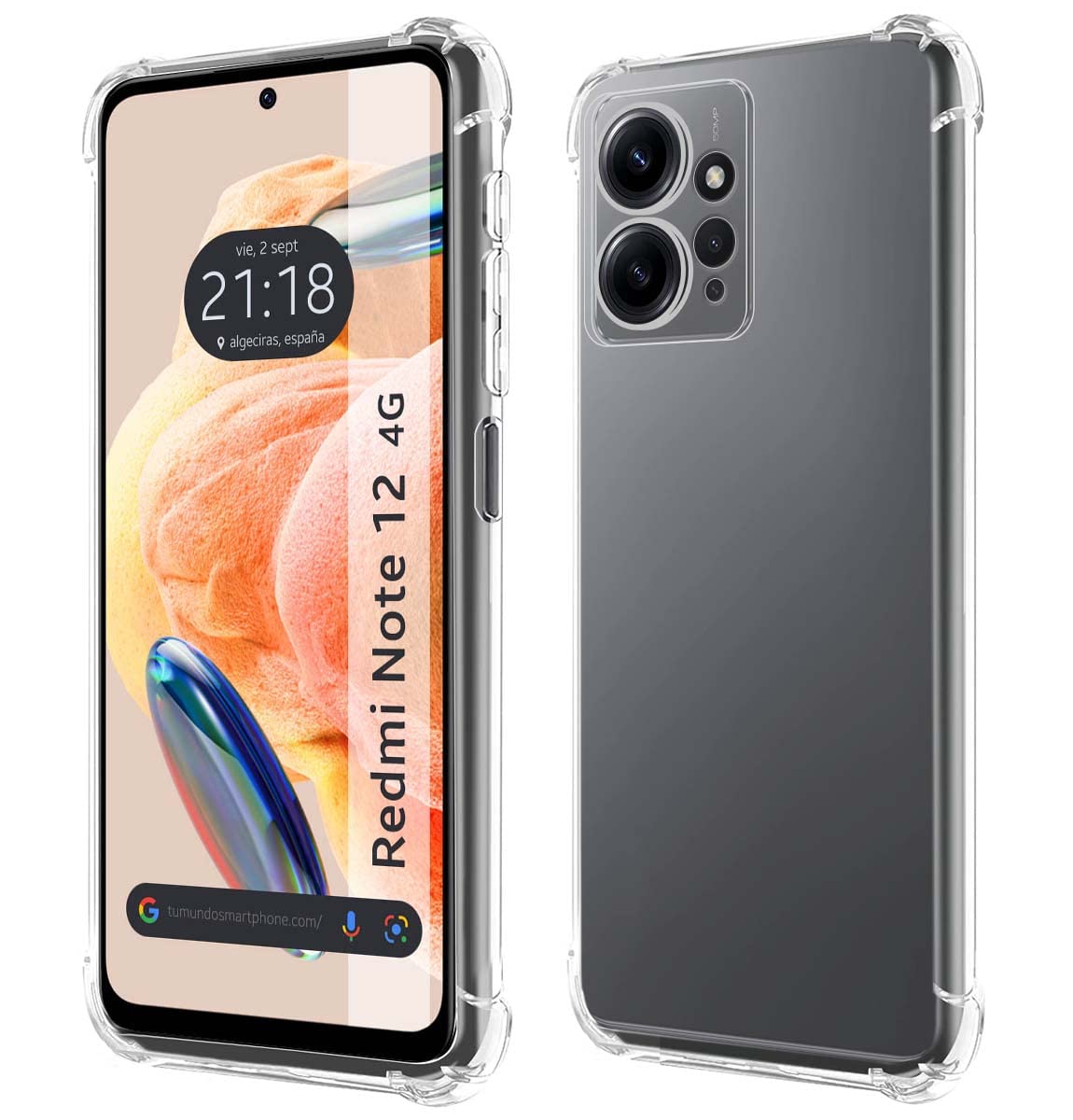 Tumundosmartphone Transparent Anti-Shock Silicone Case for Xiaomi Redmi Note 12 4G