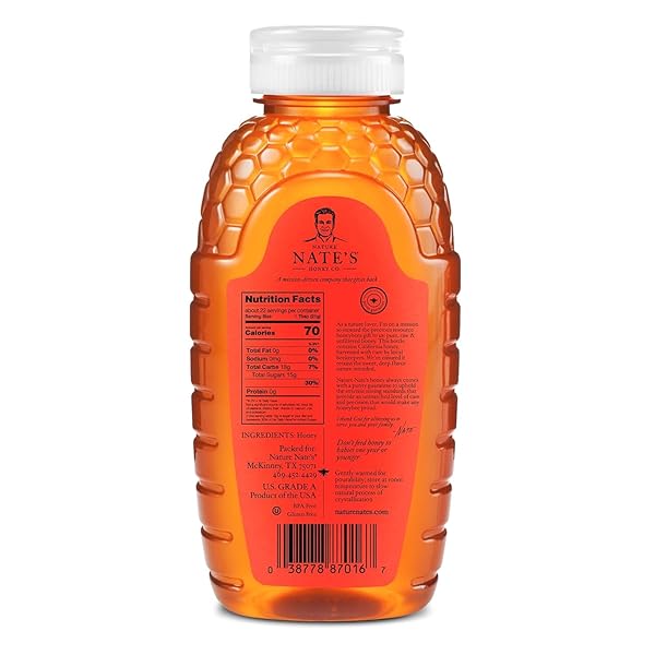 NATE’S CALIFORNIA 100% PURE, RAW & UNFILTERED HONEY – 16 OZ. SQUEEZE BOTTLE – ALL-NATURAL SWEETENER