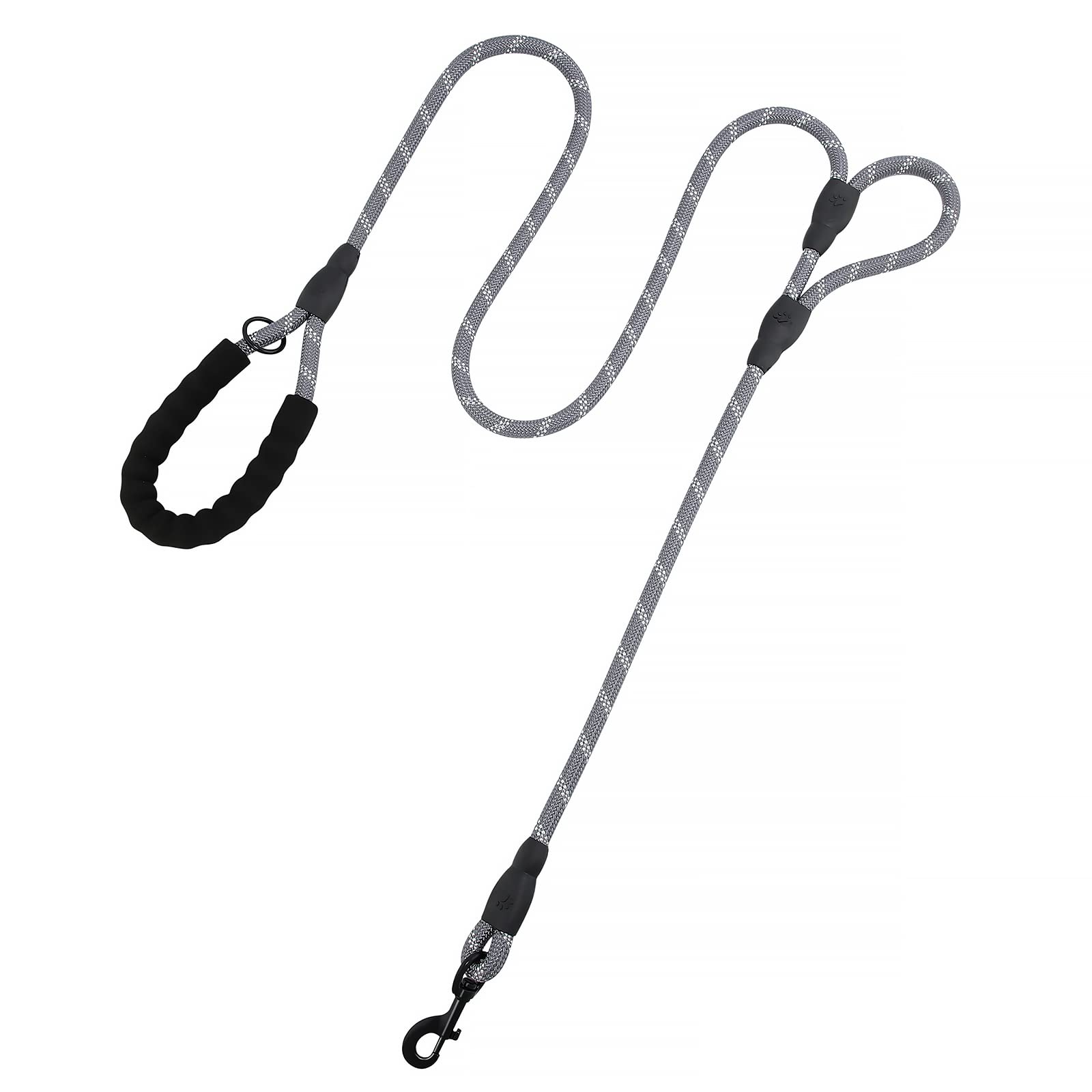 Plutus Pet Rope Dog Lead 1.8m Long, Heavy Duty,Reflective Double Handle Lead for Safety Training, for Medium Large Dogs, Dual Handle Leads(Grey)