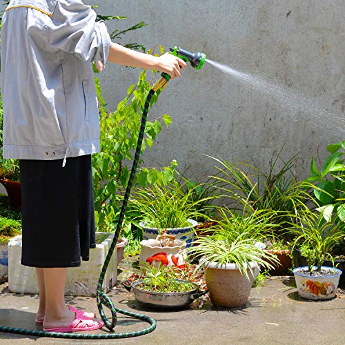 LETIME Expandable Garden Hose 100 Feet, Durable Water Hose with 9-Way Spray Nozzle and 3/4" Solid Brass Fittings, for Lawn Watering and Car Washing - Thumbnail 6