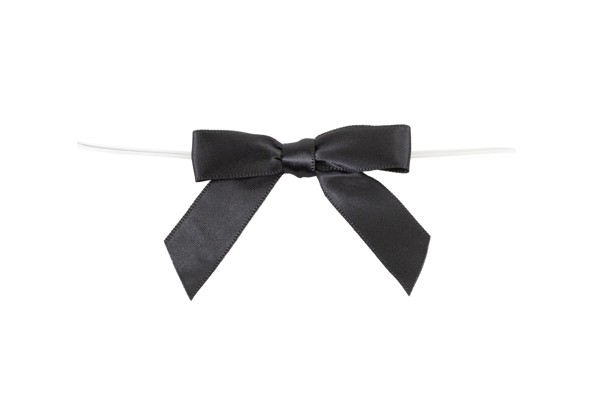 Reliant Ribbon 100 Piece Bow 2.5 Span X 1.75 Tails Twist Tie Ribbon, Black, 5/8"