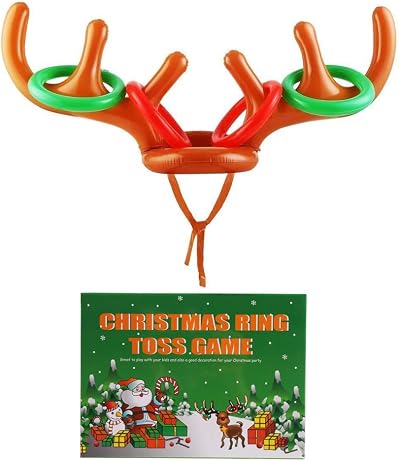 LOKIPA Christmas Inflatable Reindeer Antler Ring Toss Game Party Fun Kids Adults