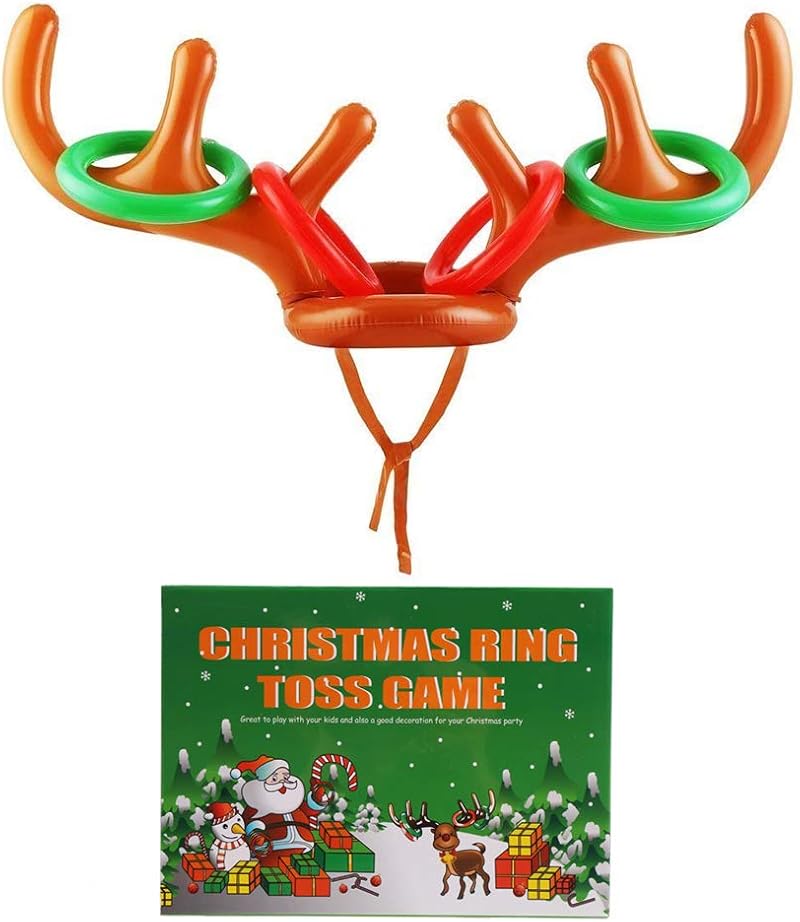 LOKIPA Christmas Inflatable Reindeer Antler Ring Toss Game Party Fun Kids Adults