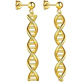 beautlace DNA Double Helix Chemistry Science Molecule Biology Earrings Silver/18K Gold/Black Gun Plated DNA Dangle Earring Jewelry for Women KE0011