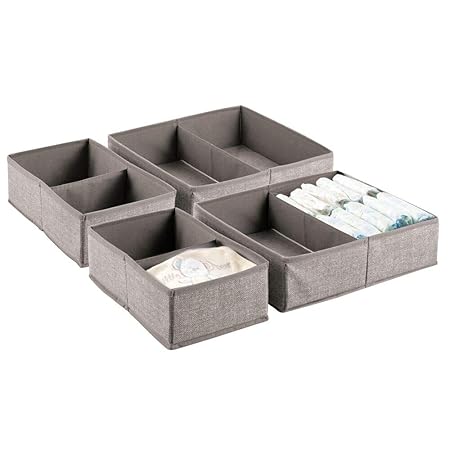 mDesign 4er-Set Baby Organizer – Aufbewahrungsbox mit je 2 Fächern für Windeln, Feuchttücher etc. – ideal zur Spielzeug Aufbe