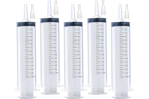 A AKRAF 5 Pack 150ml Reusable Plastic Syringe Individually Packaged for Scientific Labs and Dispensing Long-term Multiple Uses