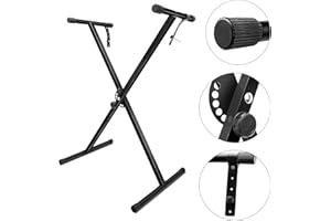 5 CORE Keyboard Stand Single X Style Adjustable Digital Electric Piano Riser Durable & Sturdy Music Synthesizer Holder Stands - 61 76 88 Keys KS1XBLK