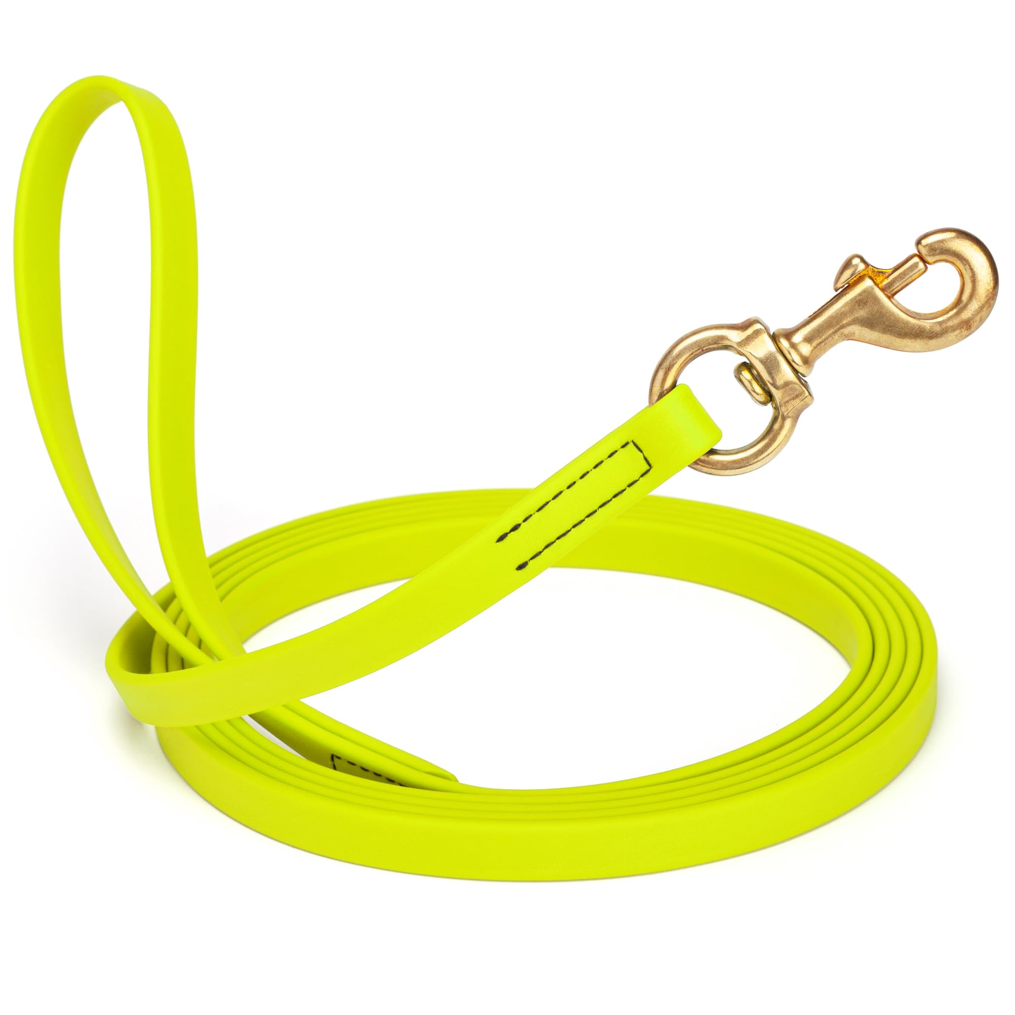 Viper Biothane K9 Working Dog Leash Waterproof Lead for Tracking Training Schutzhund Odor-Proof Long Line with Solid Brass Snap for Puppy Medium and Large Dogs, 10ft Safety Yellow Image