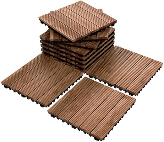 Yaheetech 12 X 12in Patio Pavers Interlocking Wood Tiles Wood