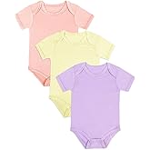 Ekkimy Bamboo Rayon Baby Bodysuit,Short Sleeve Bodysuits Solid Color Outfits for Infant Boys Girls Soft Clothes