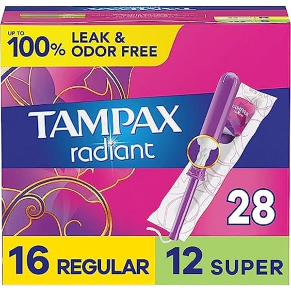 TAMPAX RADIANT TAMPONS MULTIPACK WITH LEAKGUARD BRAID, REGULAR/SUPER...