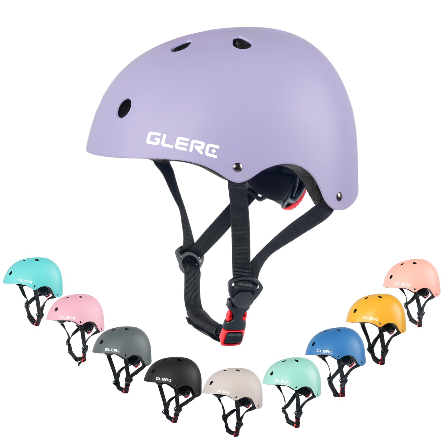 Glerc Kids Multi-Sport Helmet for Boys & Girls Ages over 8 years old, for Bike, Scooter, Skate & More, Adjustable Size M, Purple — image 1