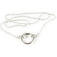 Locking Day Collar Minimalist NO Closure O Ring Choker Statement Eternity Necklace Sterling Silver Pure Plated Charm For Men Women Teenager Gift Infinity Yoga light 18"