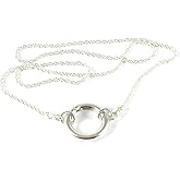 A SHER'S CREATION Necklace O Ring Day Collar Silver Plated Minimalist Statement Chain with Thick 4+ Micron Plating, No Clasp Design, 18 Inch
