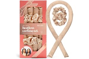 Kitsch Satin Heatless Curling Set - Hair Rollers for Heatless Curls | Heatless Hair Curlers | Holiday Gift | Hair Curlers to Sleep in | Heatless Curling Rod Headband | Heatless Curler - Champagne