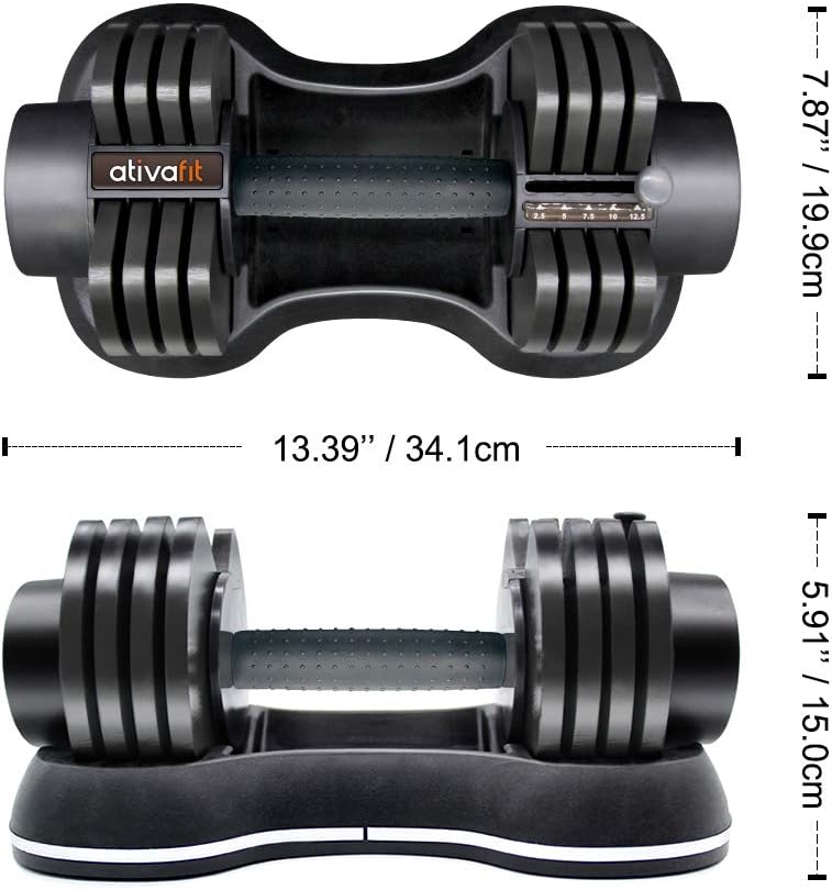 ATIVAFIT Adjustable Dumbbell 27.5 lbs Weights for Gym Home (Single) : Sports & Outdoors