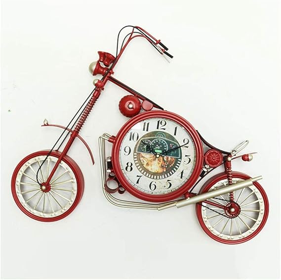 Wall Clock WFLHome Motorcycle Rustic Vintage Metal Battery