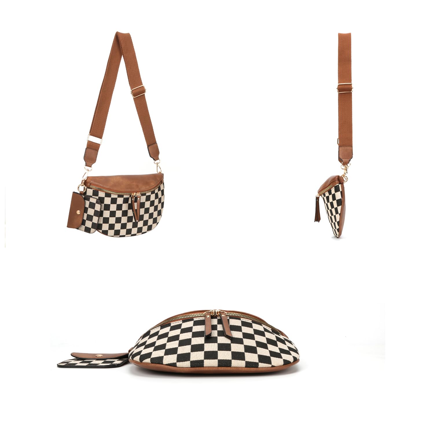 Checkered Crossbody Bag Bum Bags for Women Checkered Purse Plaid Womens Cross Body Purses Checkerboard Fanny Pack
