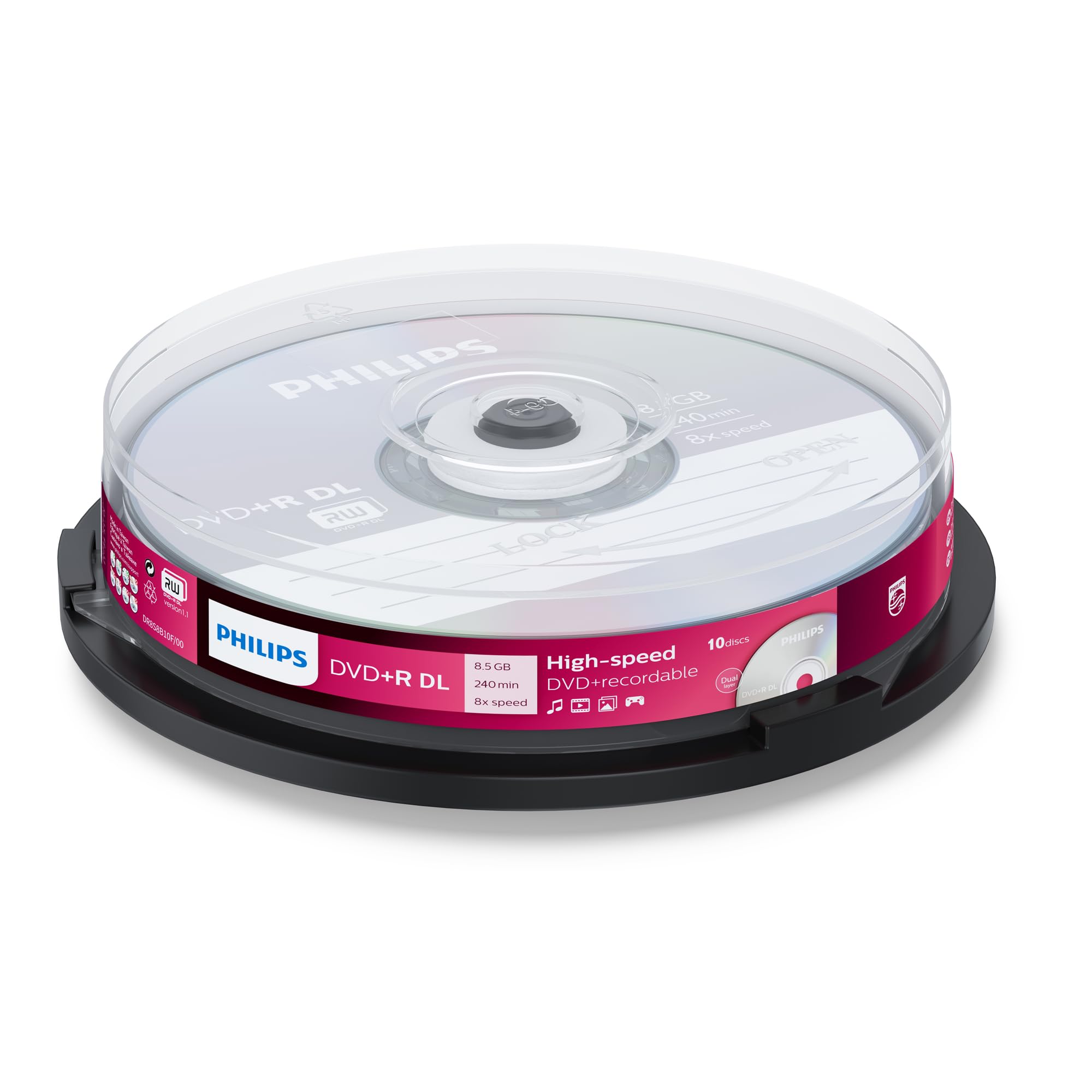 Philips 10x DVD+R DL, 8.5GB/240min, 8x, DR8S8B10F_00