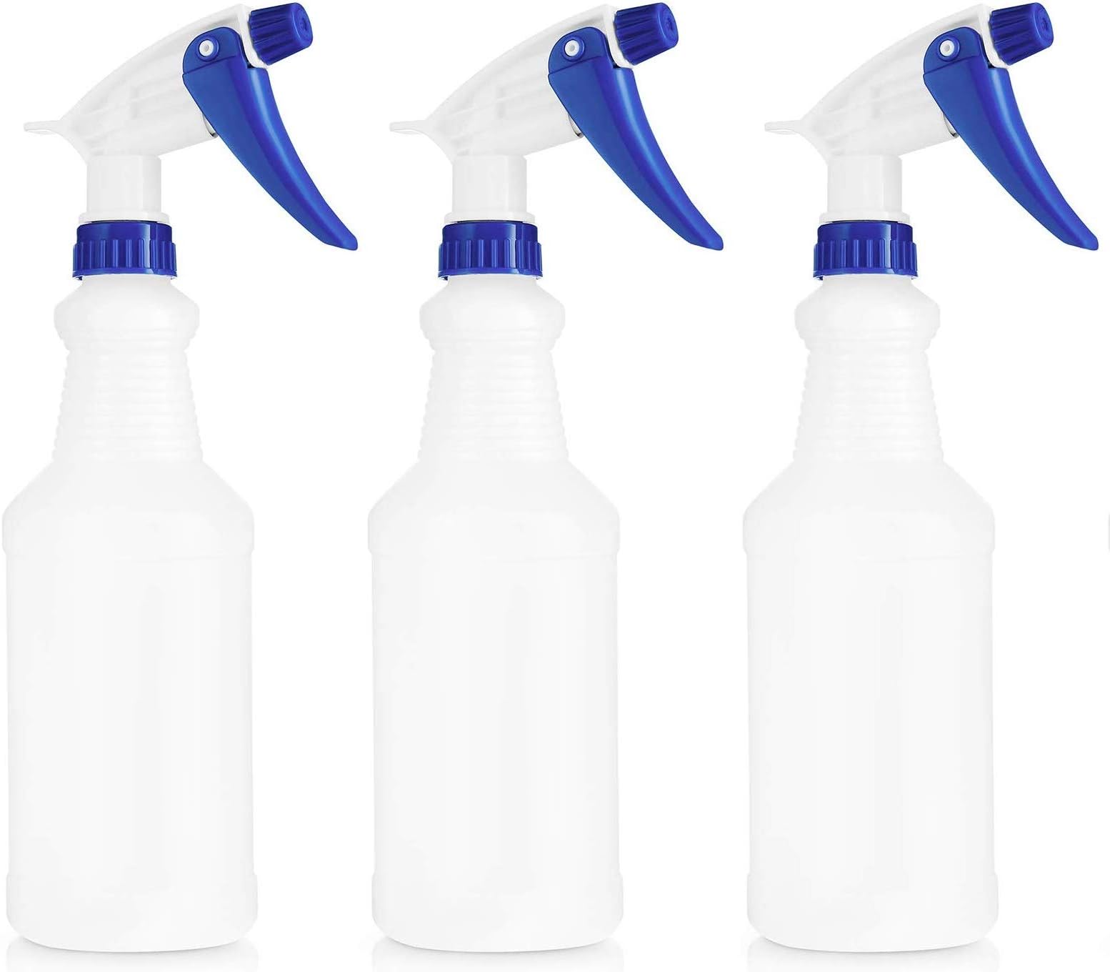 BAR5F Plastic Spray Bottles, Leak Proof, Empty 16 oz. Value Pack of 3 for Chemical and Cleaning Solutions, Adjustable Head Sprayer Fine to Stream