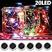 6-Pack Solar-powered Mason Jar Lights 20 LEDs(6 Hanger Included / No Jar),5 Colors Twinkle Jar Waterproof Hanging Lantern,Outdoor Garden String lighting Lids for Regular Mouth Jars for Christmas Patio
