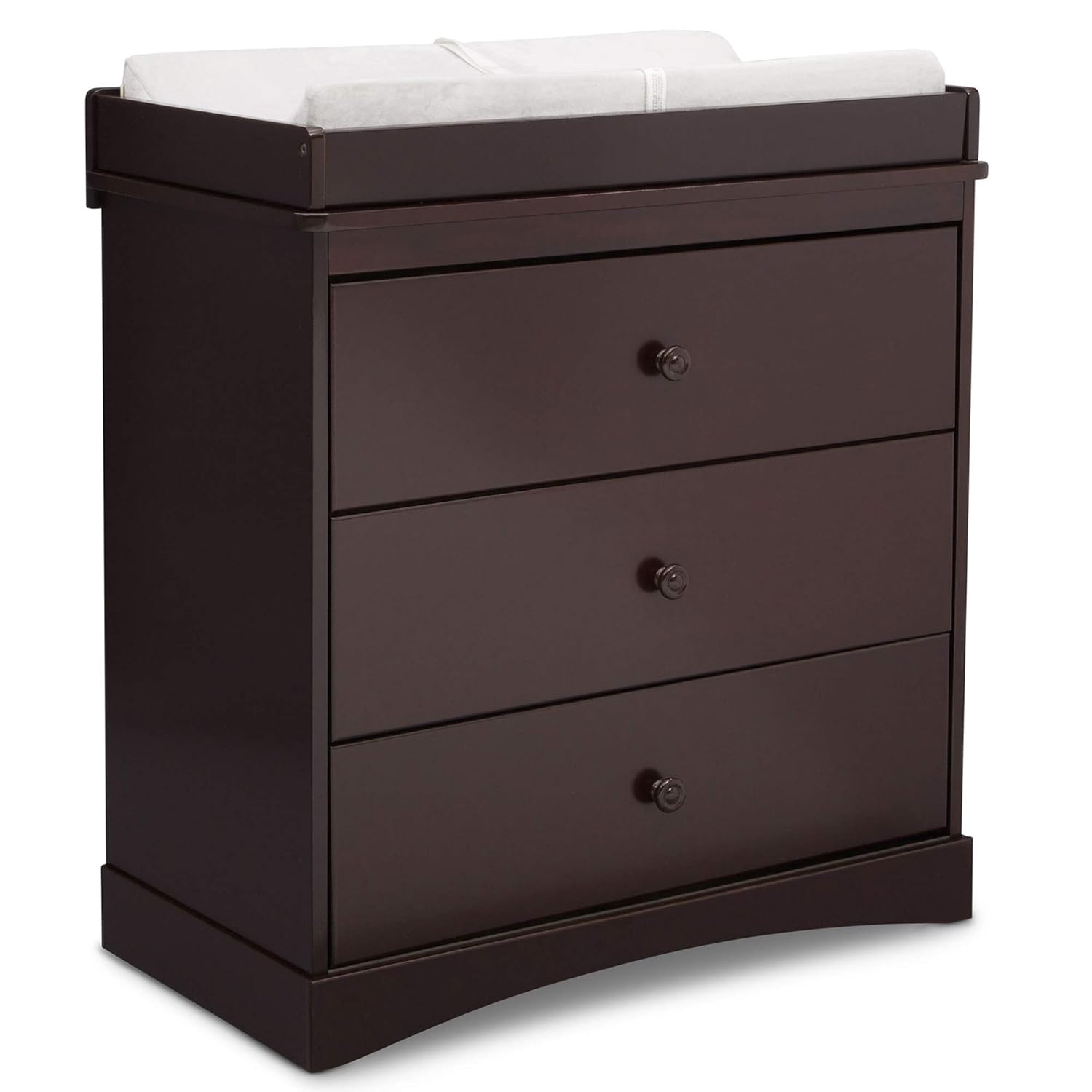 Delta Children Sutton 3 Drawer Dresser with Changing Top, Dark Chocolate : Baby