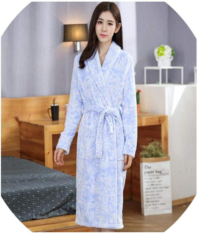 Flannel Pajamas Female Bathrobe Thickening Coral Sleece Warm Sleepwear Long Kimono Bathrobe