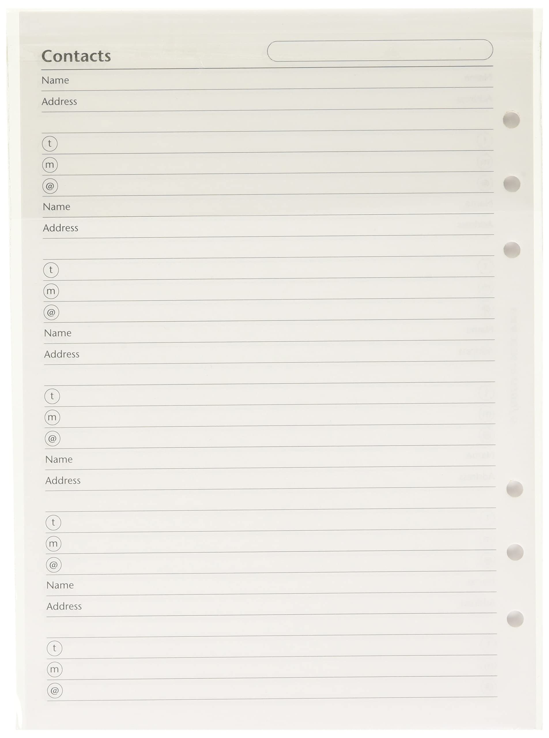 A5 Name, address, email, telephone, fax, mobile