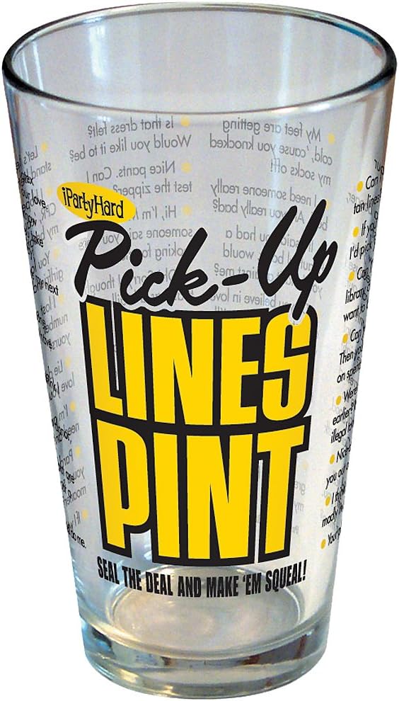 iPartyHard "Iph Pick-Up Lines" Pint Glass, Clear, 16 oz