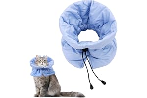 BOXOB Adjustable Recovery Collar - Lightweight, Waterproof & Soft for Cats & Dogs - Prevents Licking Wounds (S)