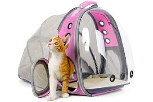 Expandable Cat Backpack, Space Capsule Bubble Transparent Clear Pet Carrier for Small Dog, Pet Carrying Hiking Traveling Back
