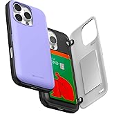 GOOSPERY Magnetic Door Bumper Compatible with iPhone 16 Pro Case, Card Holder Wallet Easy Magnet Auto Closing Protective Dual Layer Sturdy Phone Back Cover - Purple