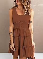 Dokotoo Women's Dresses Sleeveless Ruffle