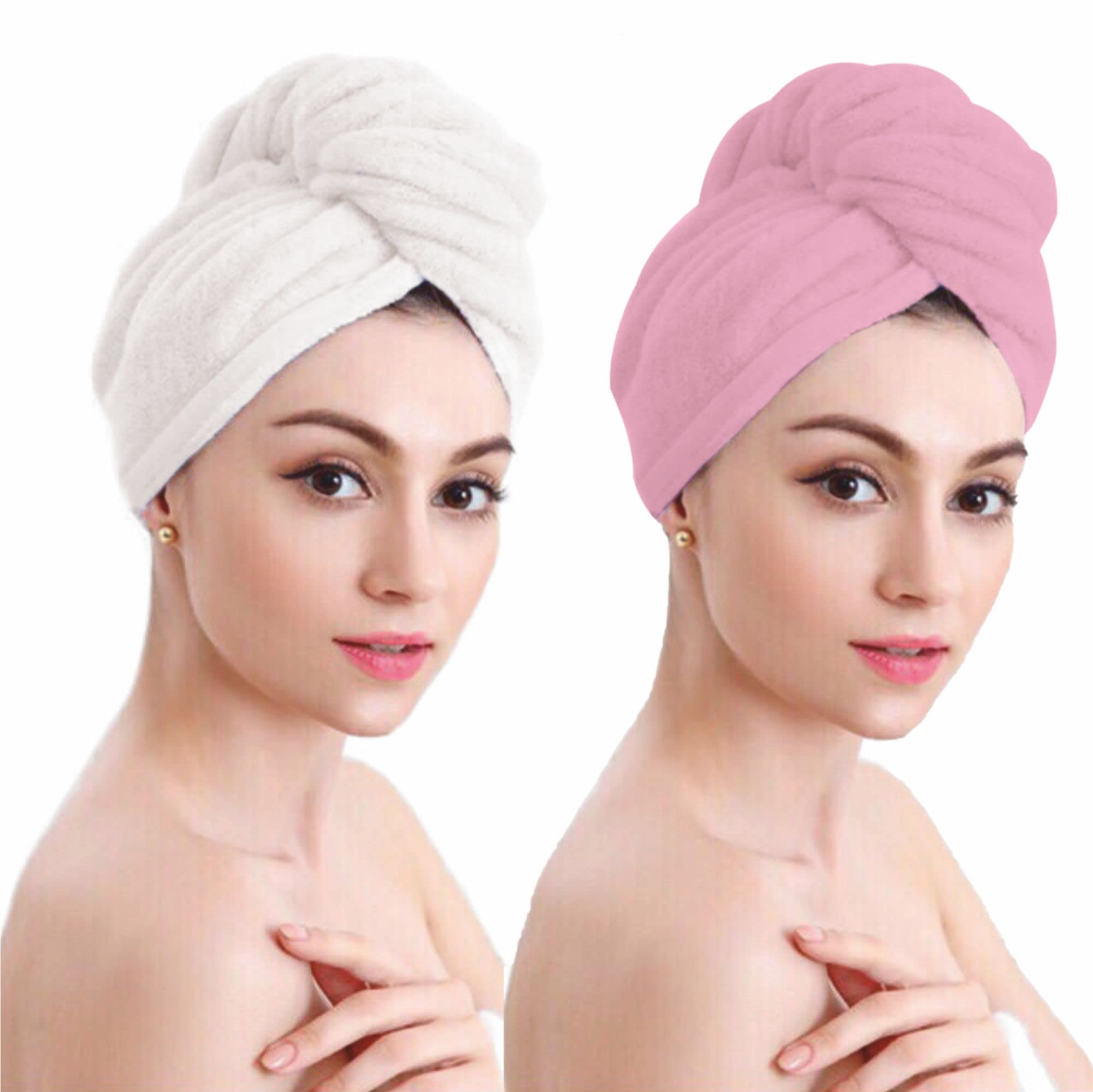 GOLDY Hair Towel Cotton Terry Towelling Turbie Hair Wraps Super Shower Hat Head Wrap Spa Towels Turban Bath Dryer Caps Women Girl Wet Curly Long Short Haircare Accessories Assorted Colors(1Pc)