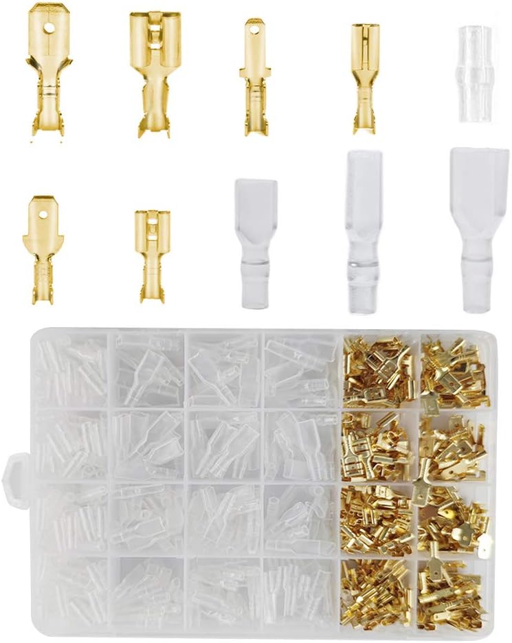 YIXISI 600 PCS Male and Female Wire Spade Connectors, Electrical Crimp Terminal Block Assortment Kit, with Insulating Sleeve