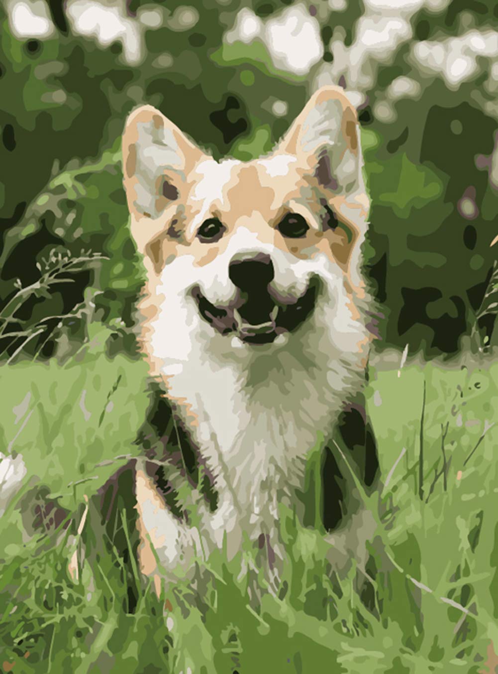 ABEUTY DIY Paint by Numbers for Adults Children, Dog Animal Grass 16x20 inches Number Painting Art Therapy (No Frame, Pet Dog)