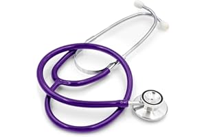 MABIS Stethoscope, Adult Dual Head to Listen to Sounds from Large Organs or Specific Areas of The Body with Large Diaphragm for High or Low Frequencies, 22 Inch Y Tubing, Purple