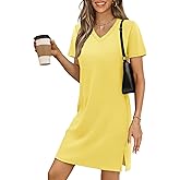 RUMIA Summer Dresses for Women 2026 V-Neck Casual Sundresses T-Shirt Dress