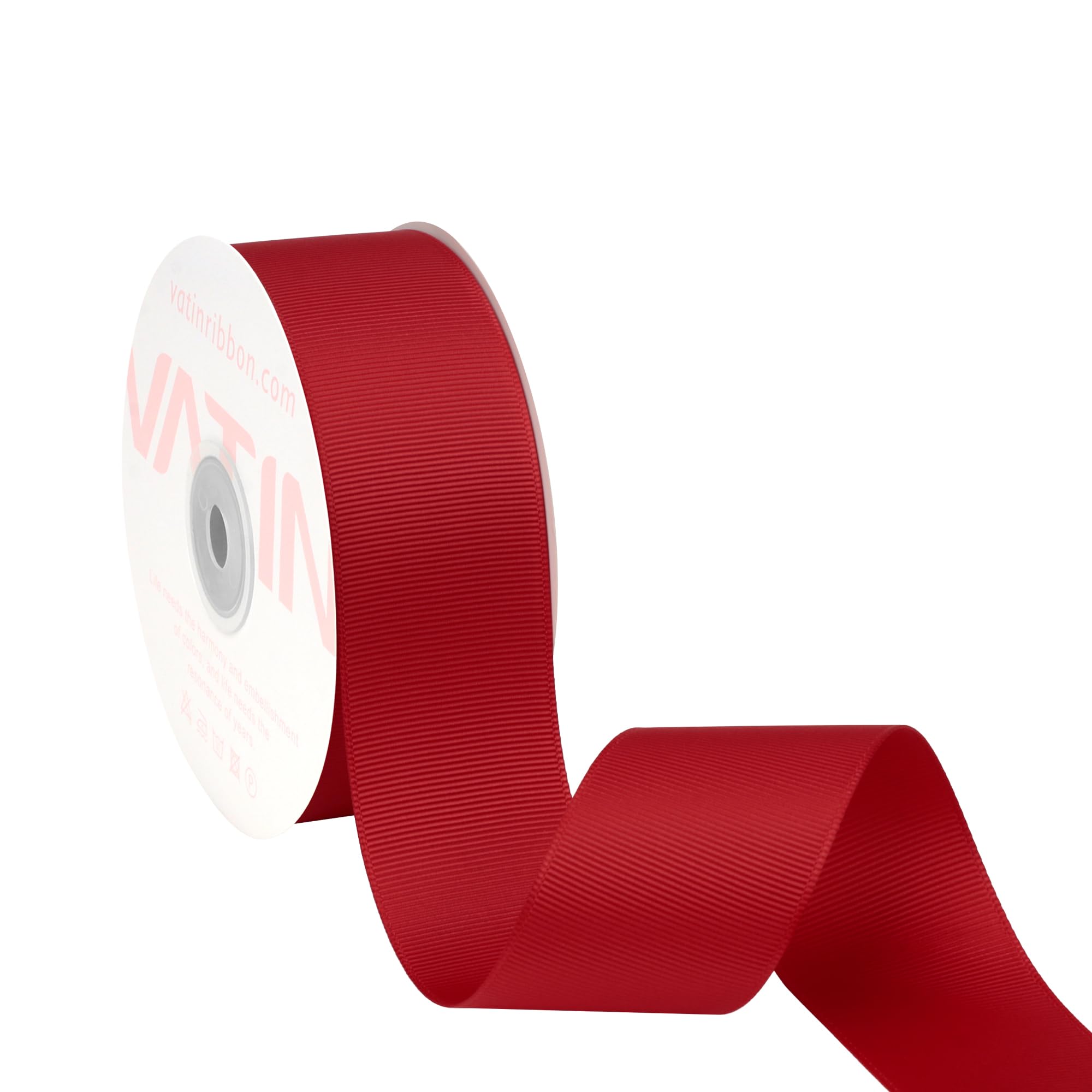 VATIN 38mm Solid Red Grosgrain Ribbon Spool -45 Metre, Great for Sewing, Gift Wrapping, Hair Bows, Flower Arranging, Home Decorating