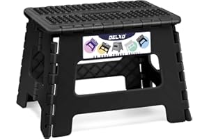 Delxo Folding Step Stool 9 Inch Non-Slip Foldable Stools for Kids & Adults Up to 300 LBS Kitchen Collapsible Fold Up Stepping