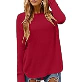 DB MOON Women Crewneck Long Sleeve Knitted Sweater 2026 Loose Fit Soft Solid Pullover