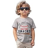 GLIGLITTR Baseball Shirt for Toddler Boys Girls I'm Just Here for The Snacks Funny Tshirt Kids Short Sleeve Summer Tee Tops