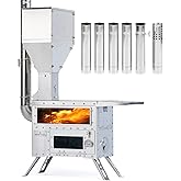GREEN STOVE Camping Pellet Burning Stove With Oven, Portable Wood Burning for Outdoor Cooking, Hiking, Hot Tent With Stainles