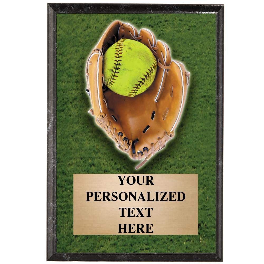 Glove Softball Stopper Show 7 x 5 Plaques, Softball Awards Crown Trophy
