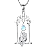 Animals Moonstone Pendant Necklaces, 925 Sterling Silver Owl/Dragon/Hummingbird/Phoenix/Butterfly Necklace for Women, Moonstone Jewelry Gift for Mother Wife Lover, Birthday Christmas Anniversary