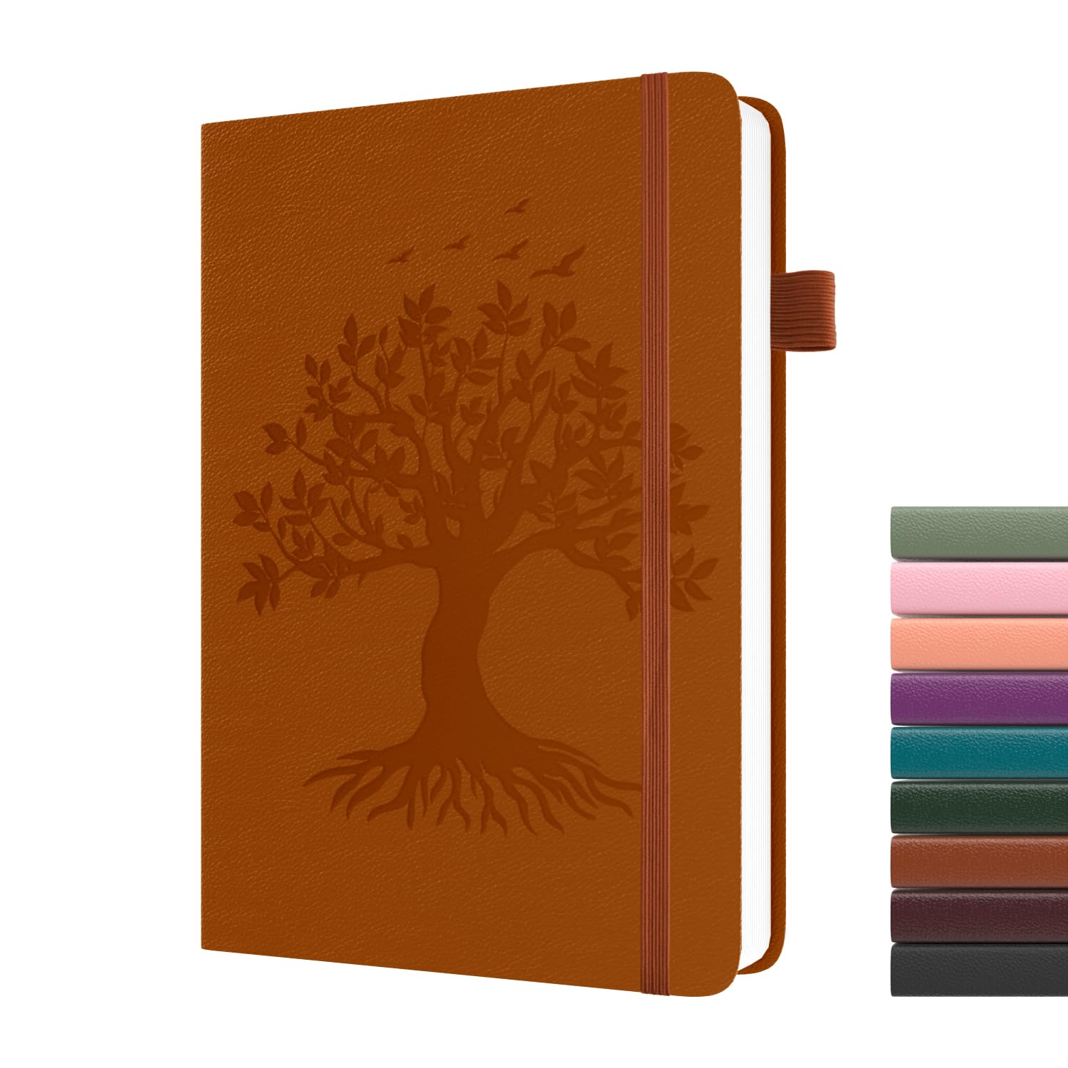 Dzhzal Tree of Life Lined Journal Notebooks, A5 College Ruled 120gsm Thick Journals 365 Pages, Leather Hardcover Journaling for Women Men Writing Notebook with Pen Loop and Inner Pocket