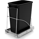 Tanamu Pull Out Trash Can Under Cabinet，Under Sink Slide Out Garbage for Kitchen，Requires 13" W X 18" D Minimum Cabinets，Not Included Can，Chrome Adjustable for 7-10 Gal Can