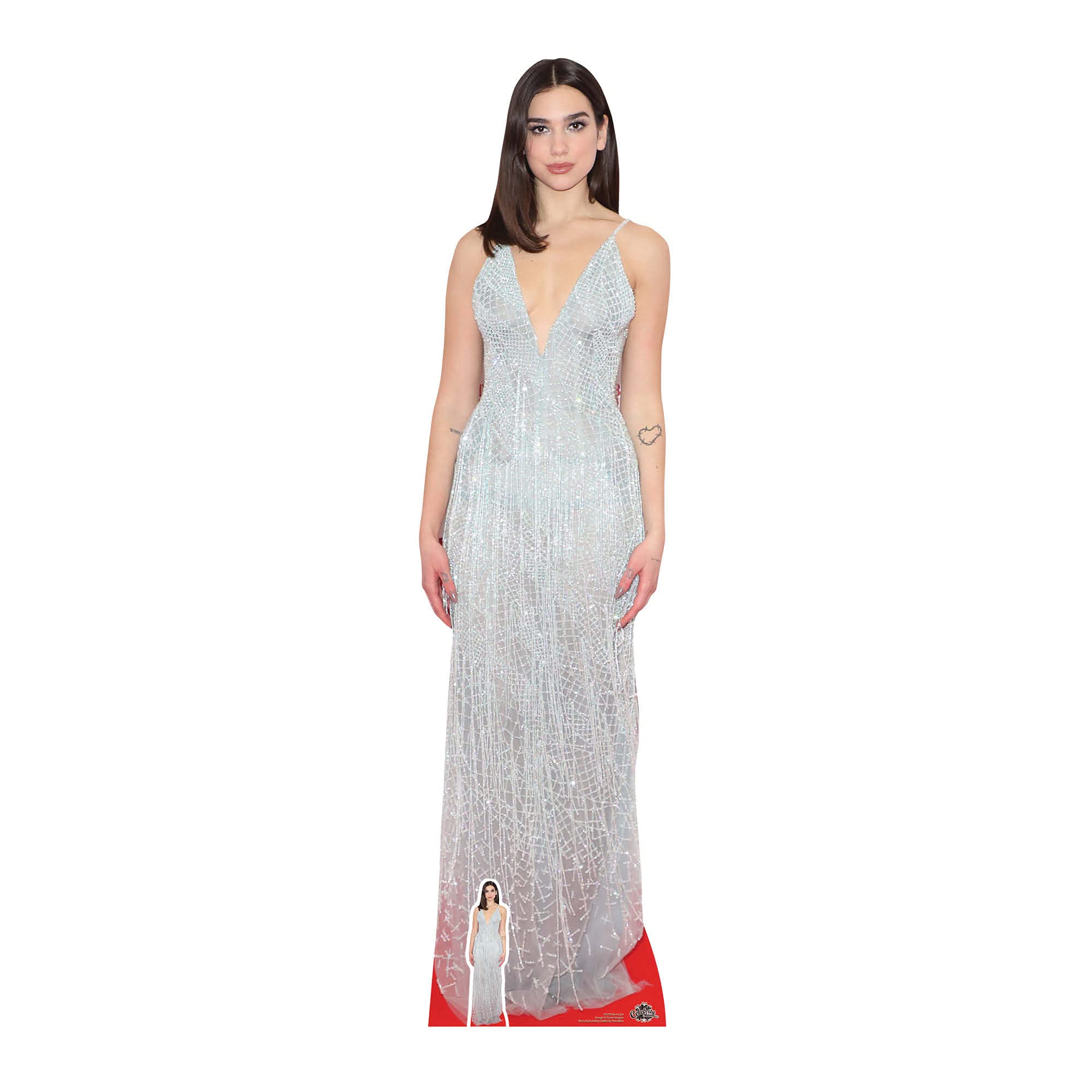 Star Cutouts CS759 Dua Lipa White Dress Lifesize Cardboard Cutout with Free Mini – Pop Star Party Decoration, Fan Gift & Collector Display 173cm