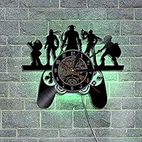 YAOJIA Stuk Gaming Stijl Vinyl Wandklok Moderne CD Vinyl Record Wandklok Met LED Backlight Creatieve Handgemaakte Art Gift Voor Gamer ~